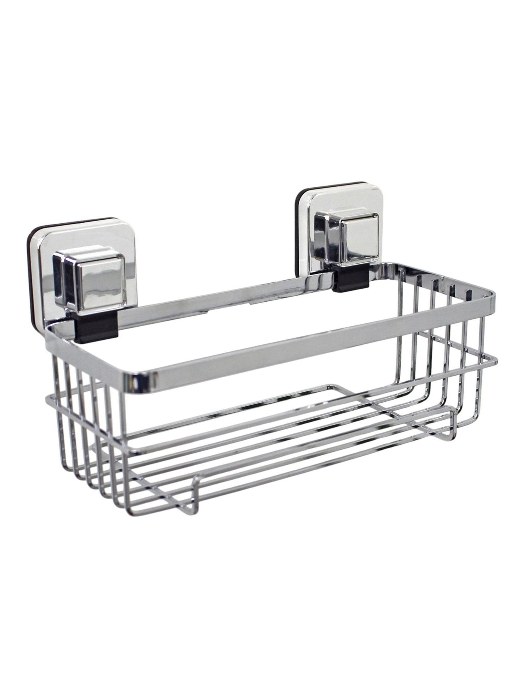 Showerdrape chrome suction wall mounted bottle basket 30kg capacity (British brand)
