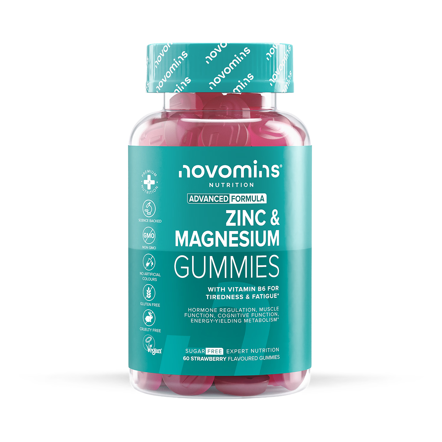 Novomins Zinc Magnesium B6 Strawberry Gummies 60 Count imported from the UK