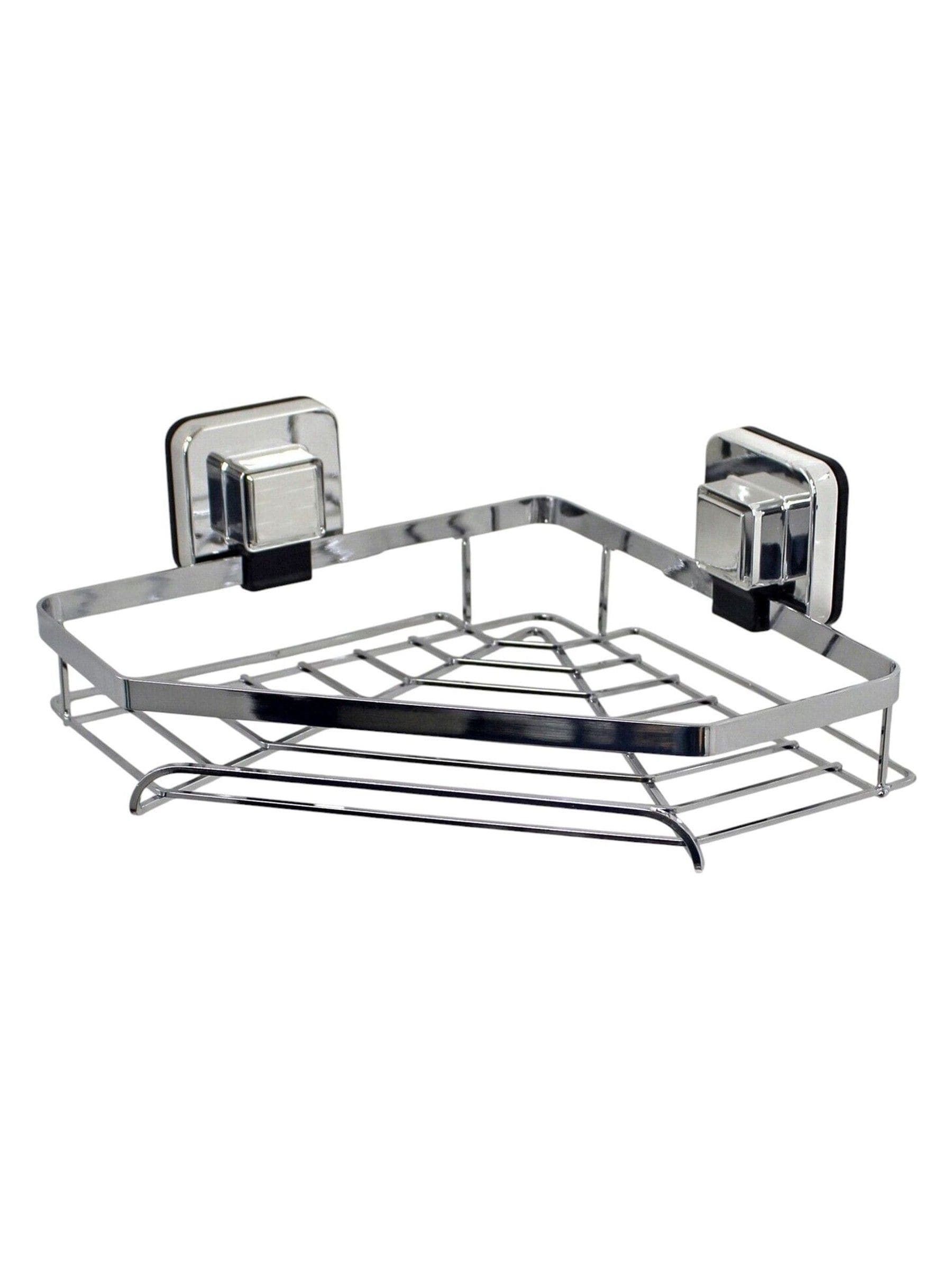 Chrome suction wall mounted corner basket with Pushloc system, 11x23.5x22 cm (British brand)