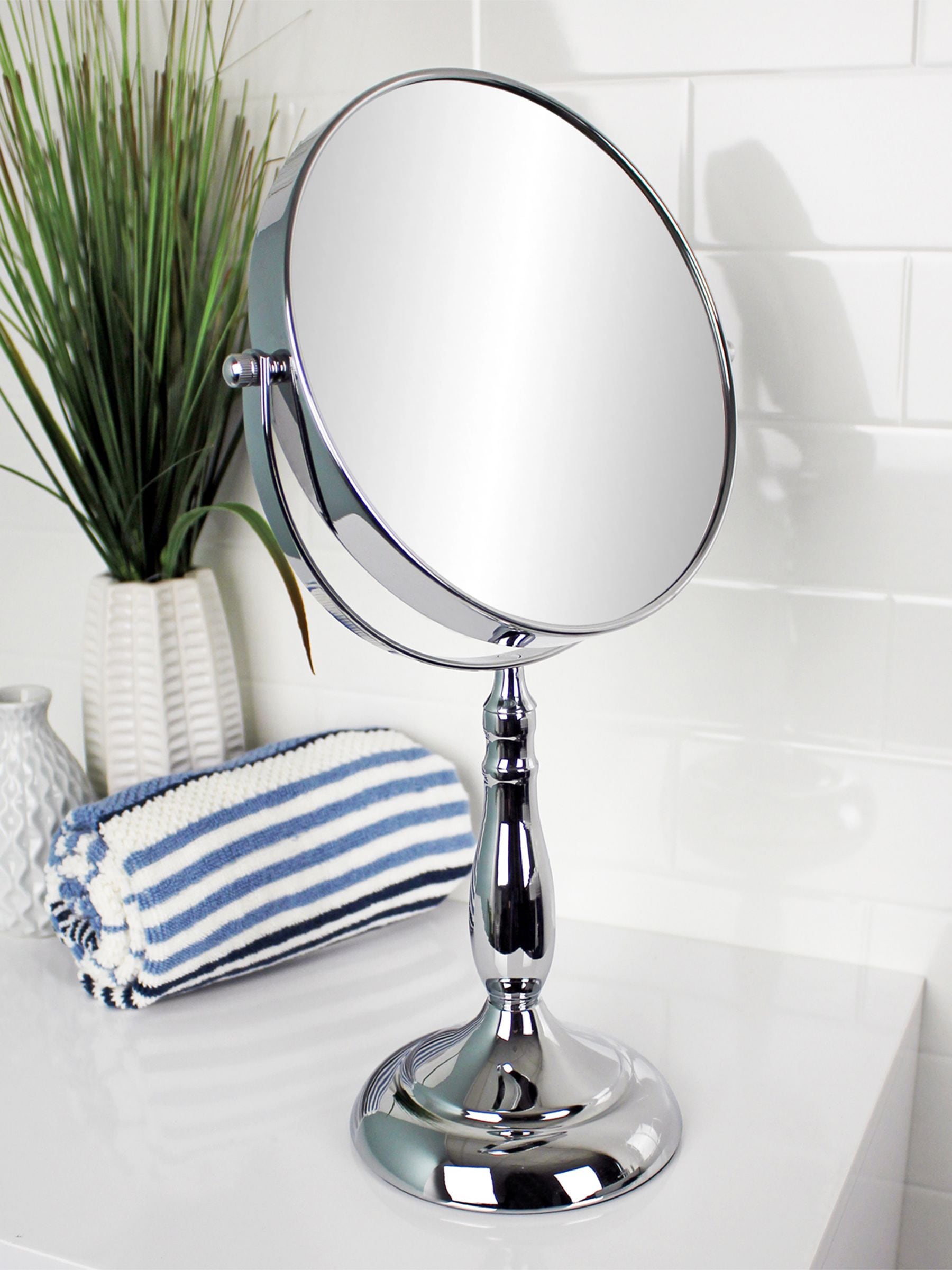 Showerdrape chrome vanity mirror round 7x magnification reversible 40.5cm (British brand)