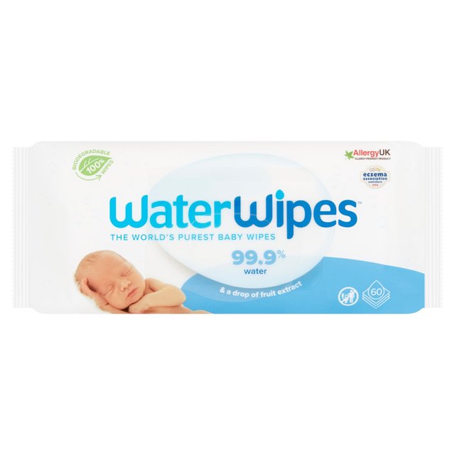 WaterWipes Baby Wipes Sensitive Newborn Plastic Free Wipes 60 Wipes   60 per pack GOODS M&S   