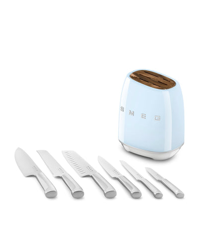6-Piece Knife Block Set with Acacia Wood and Stainless Steel Knives