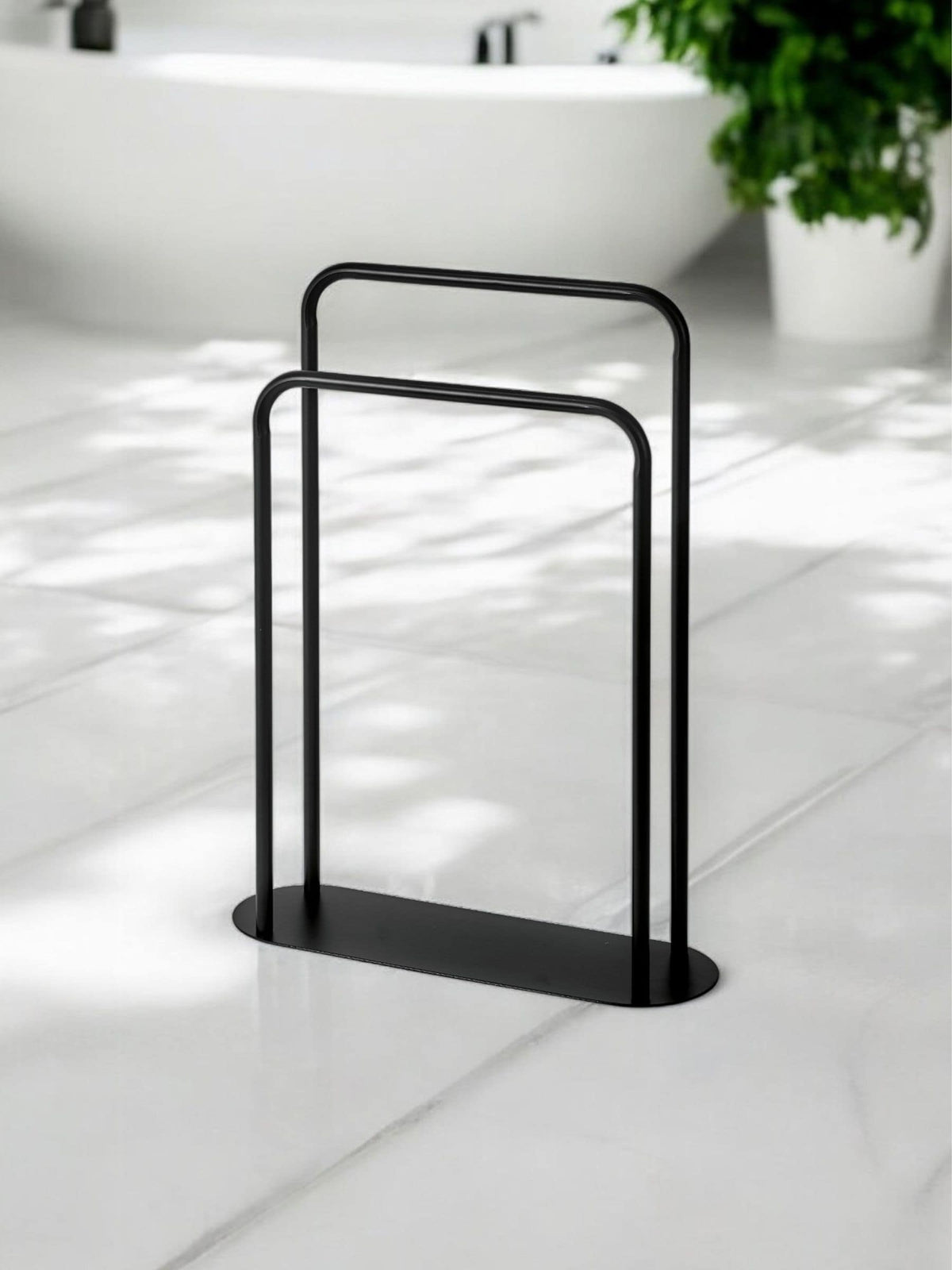Showerdrape Black Aspen freestanding double towel stand 69x23x17cm (British brand)