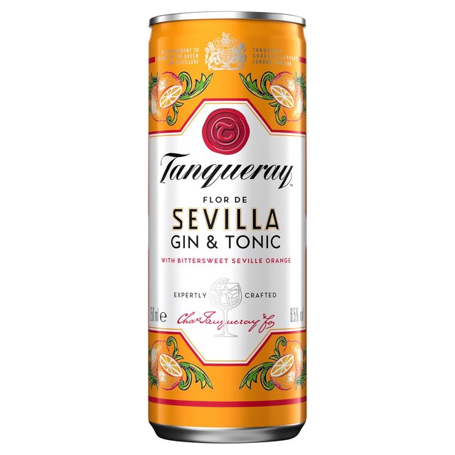 Tanqueray Flor De Sevilla Gin & Tonic Ready to Drink Can   250ml GOODS M&S   