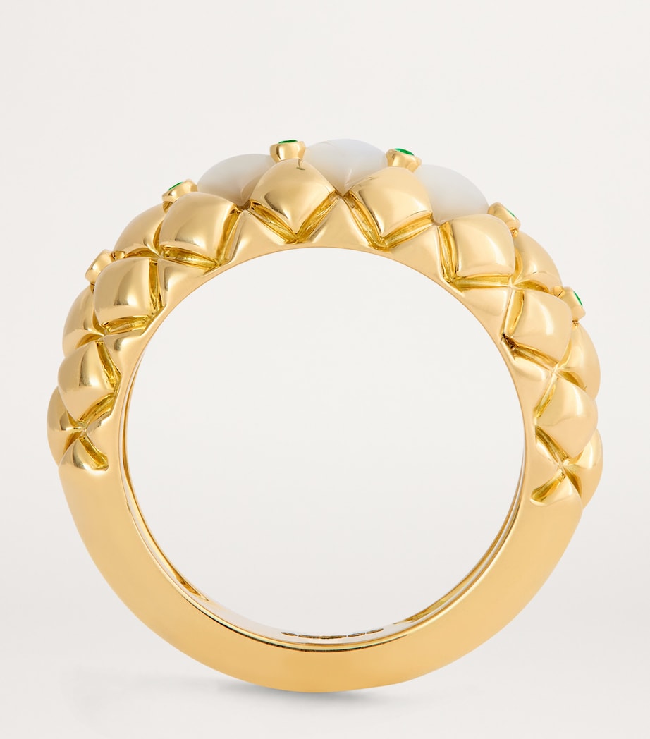 L'ATELIER NAWBAR Yellow Gold, Diamond and Emerald Bond Street Curve Ring