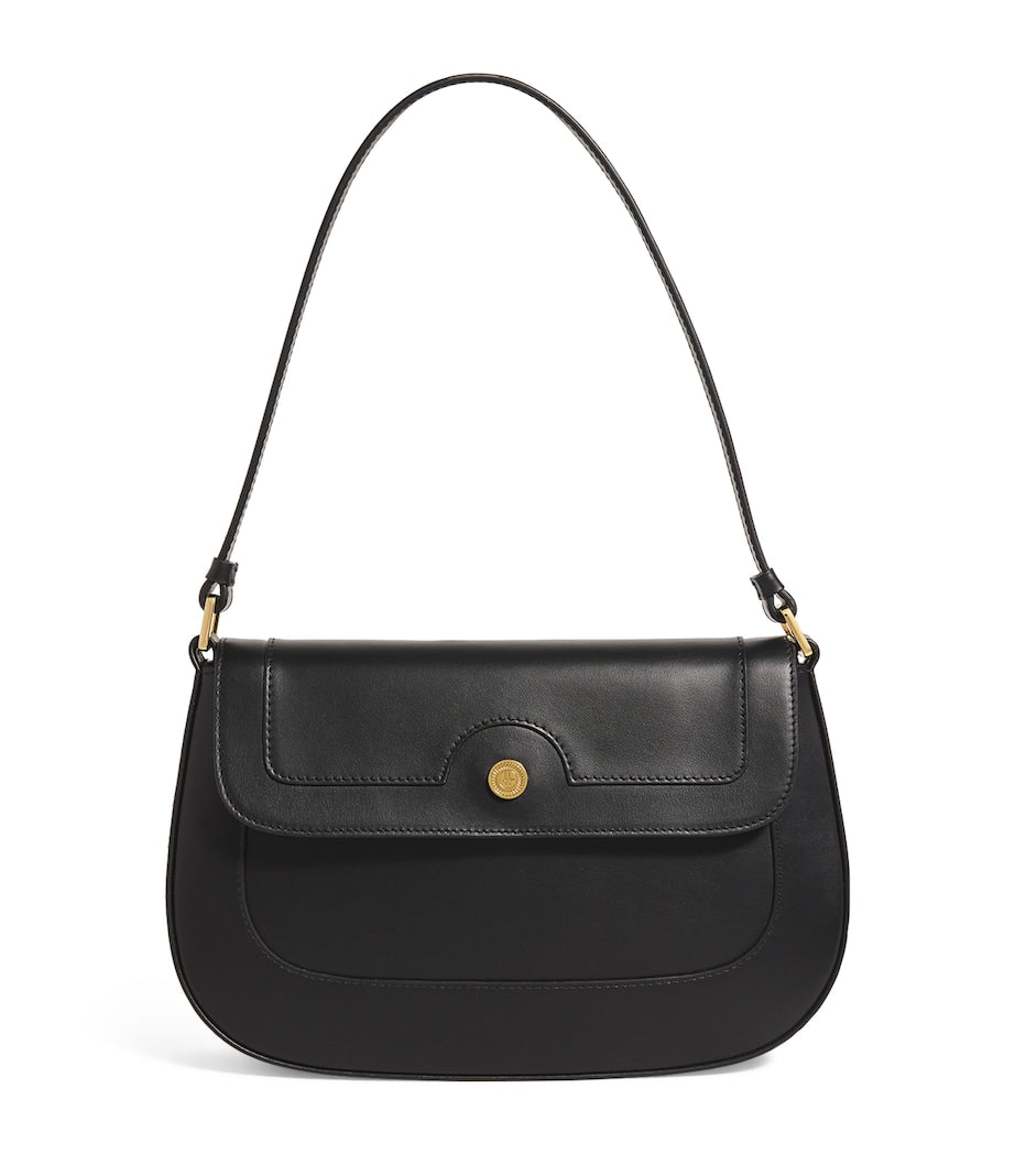 Italian Leather Shoulder Bag with Gold-Plated Accents
