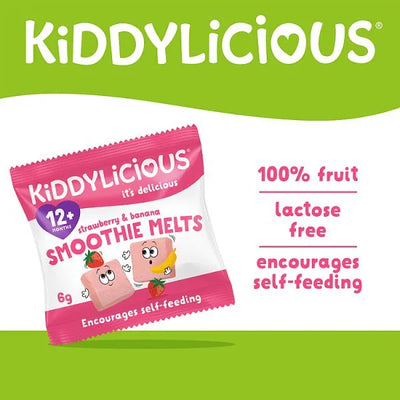 Collations de fruits Kiddylicious Smoothie Melts Fraise pour bébés 6g