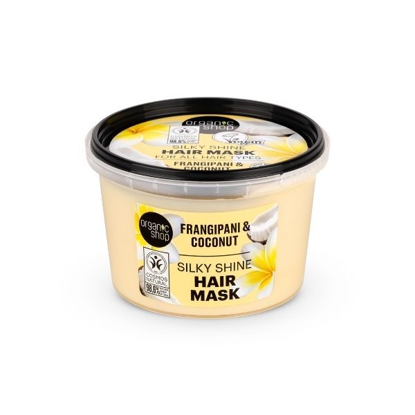 Organic Shop Silky Shine Mask Frangipani Coconut 250ml, imported from the UK