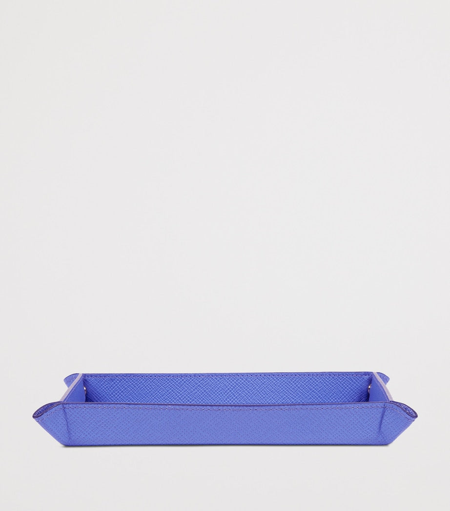 Smythson small leather Panama rectangular trinket tray (British brand)