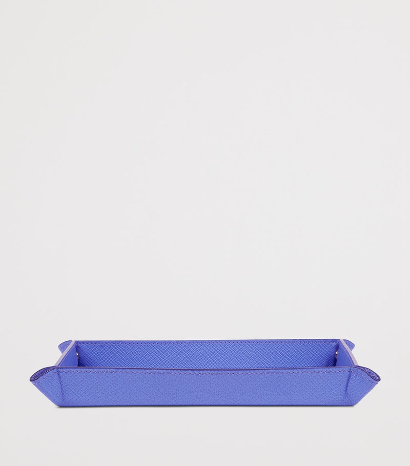 Smythson small leather Panama rectangular trinket tray (British brand)