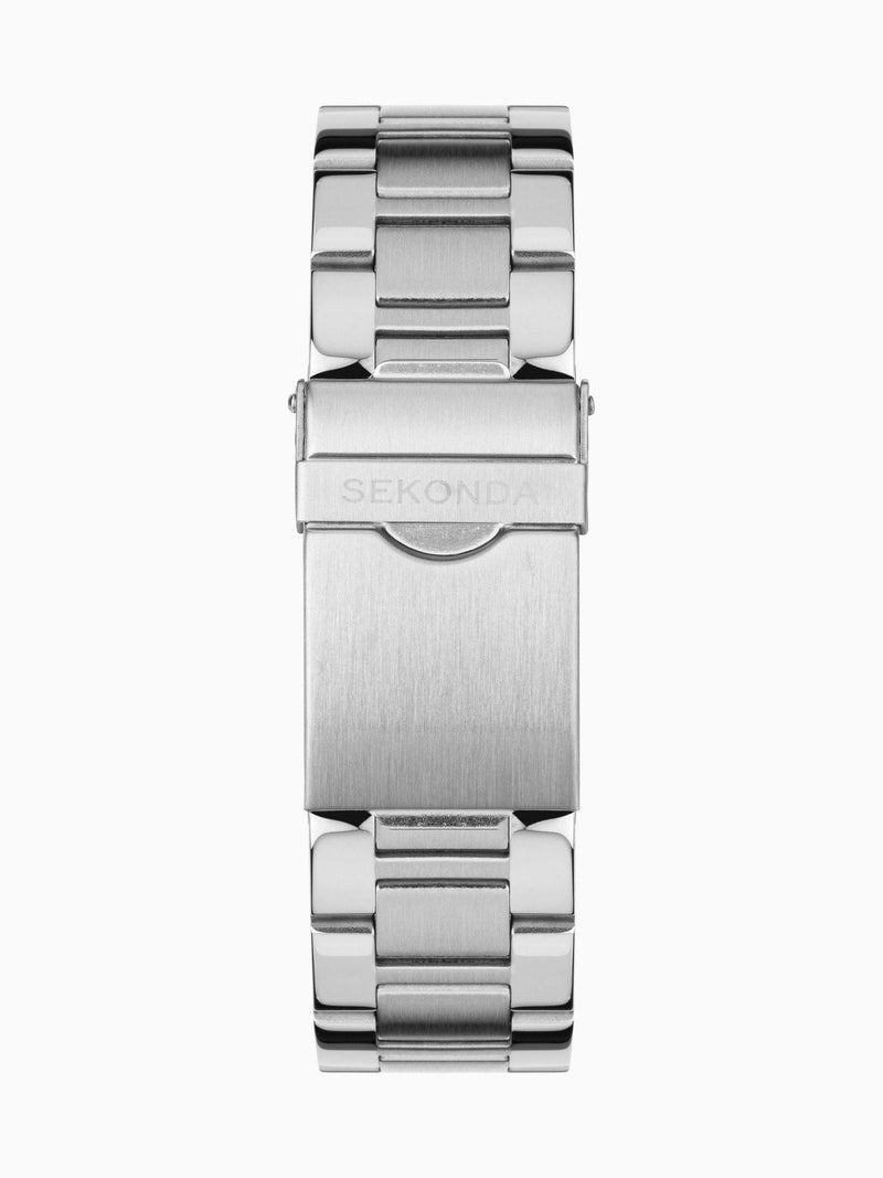 Sekonda Silver Midnight Analog Watch 44mm With Stainless Steel Bracelet (British brand)