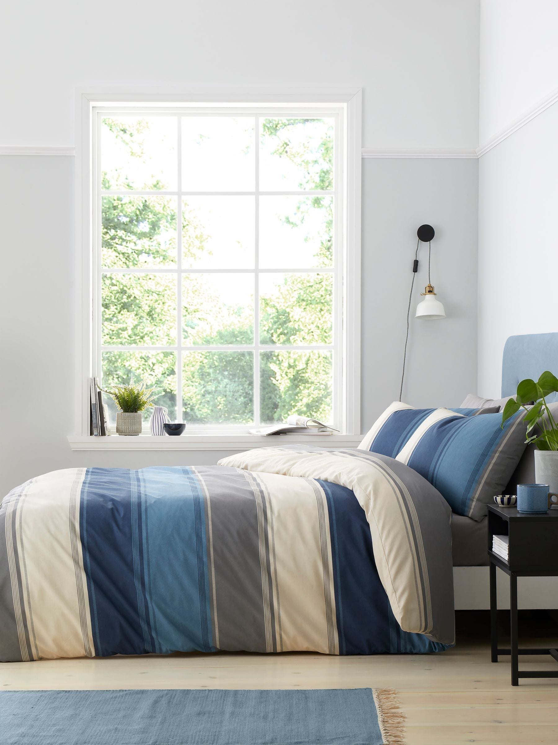 Betley Fusion Blue/Beige duvet cover and pillowcase set - British product