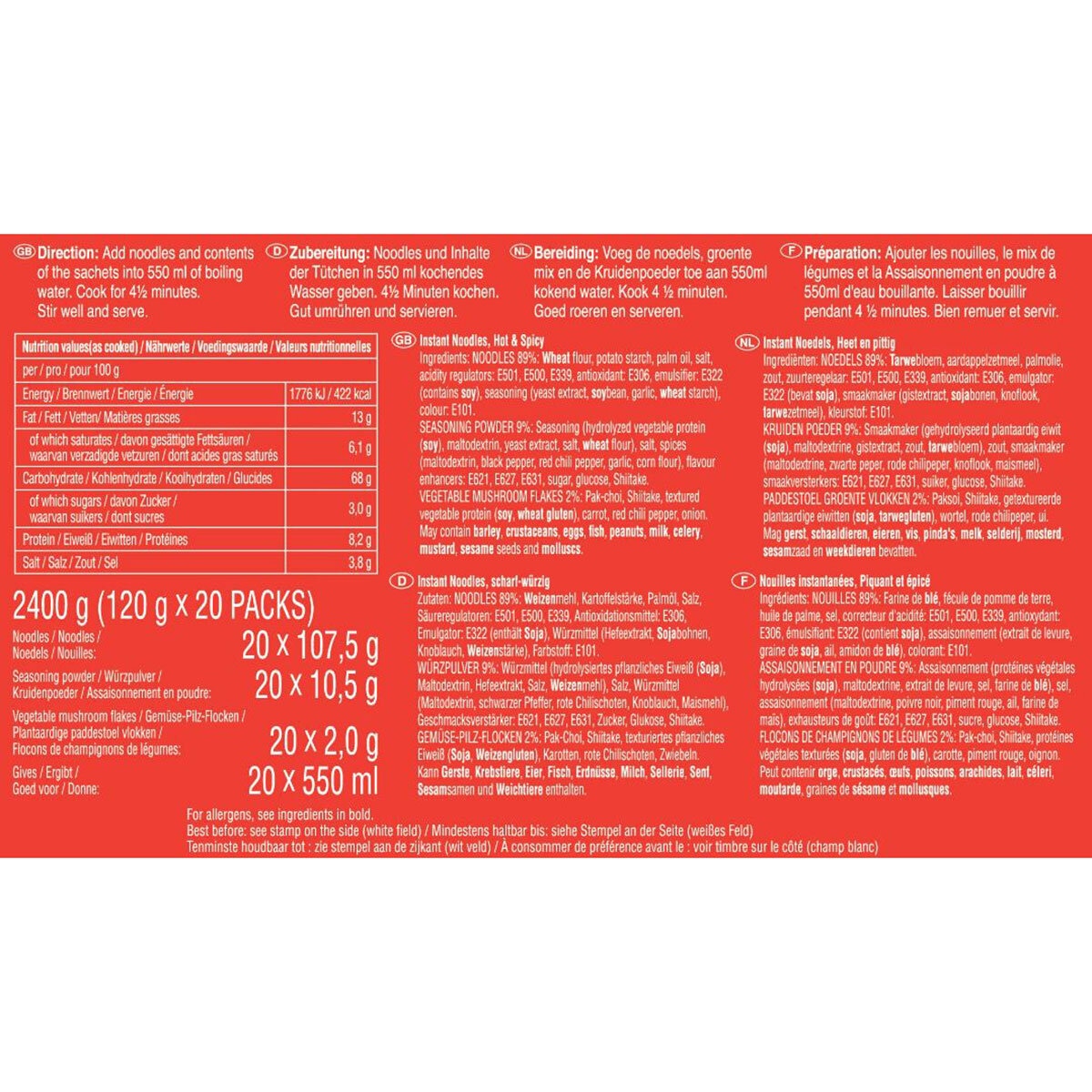 Nongshim Spicy Shin Ramyun Noodles, 20 x 120g - McGrocer