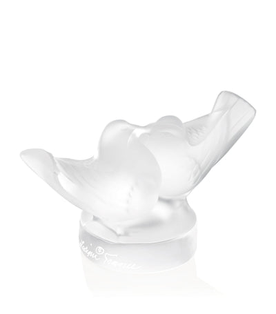 Lalique 2 Lovebirds Large Crystal Sculpture