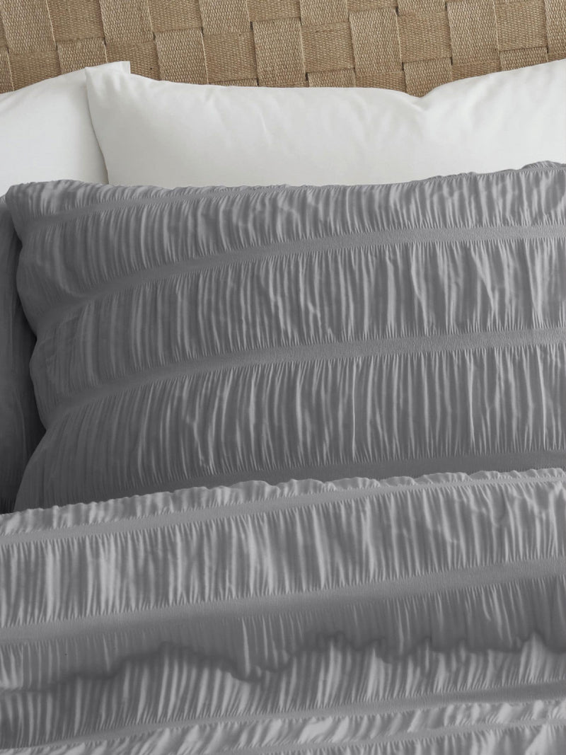 Catherine Lansfield grey seersucker duvet cover set - British product