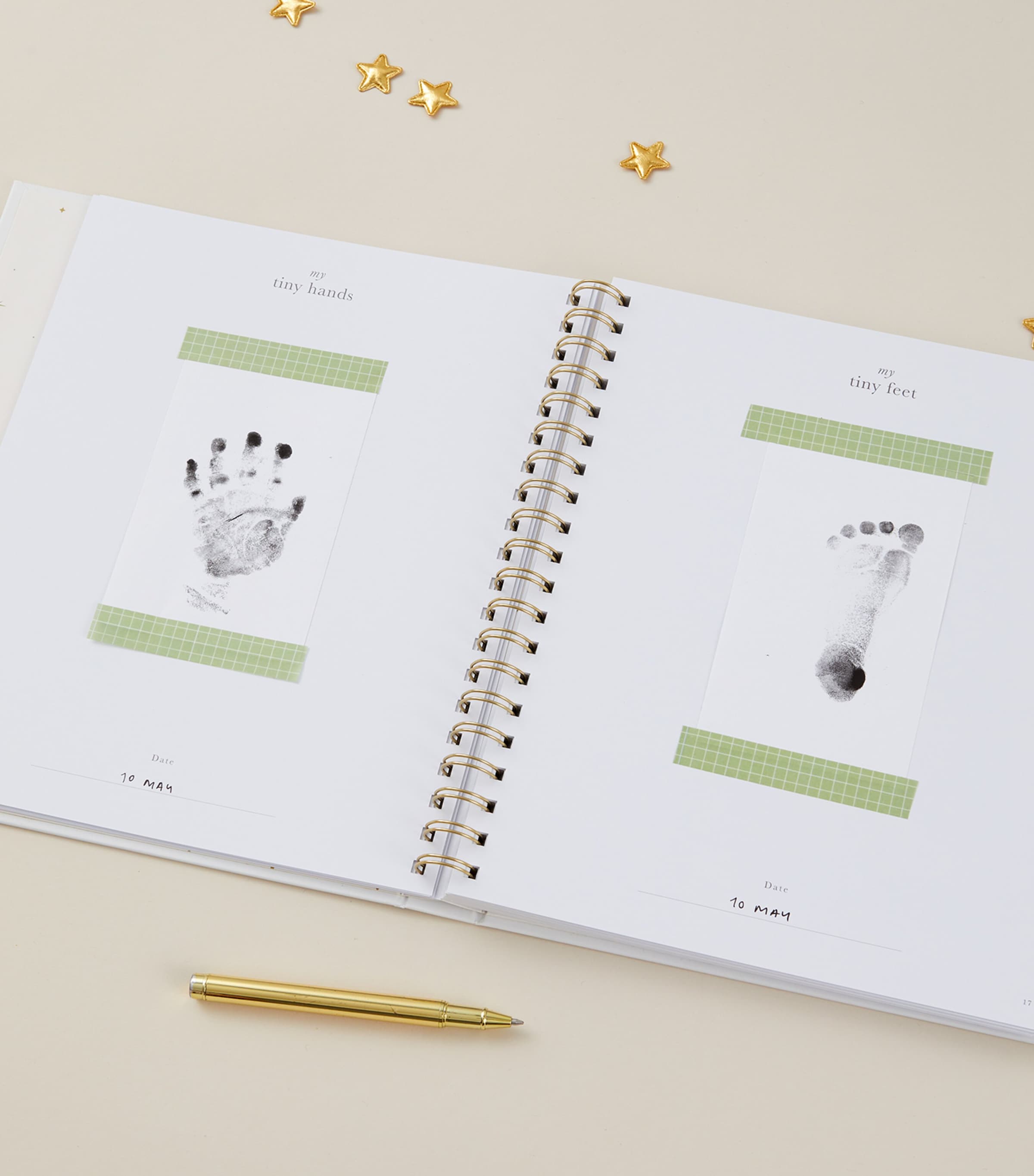 Blush and Gold safari baby memory book - British product