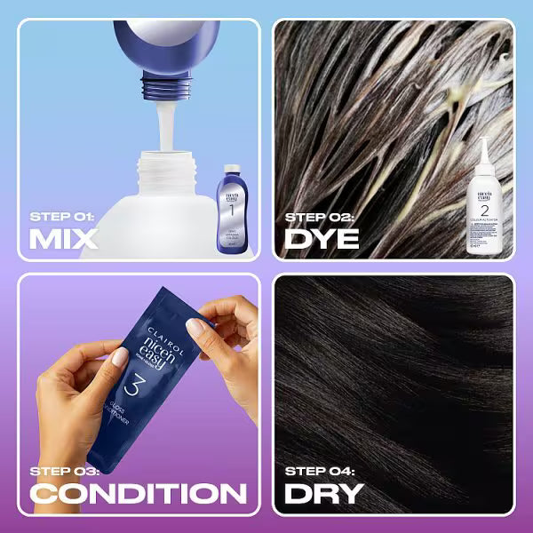 Clairol Nice'n Easy black semi-permanent hair dye - British product