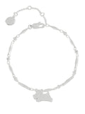Radley ladies silver tone jumping dog charm bracelet, imported from the UK