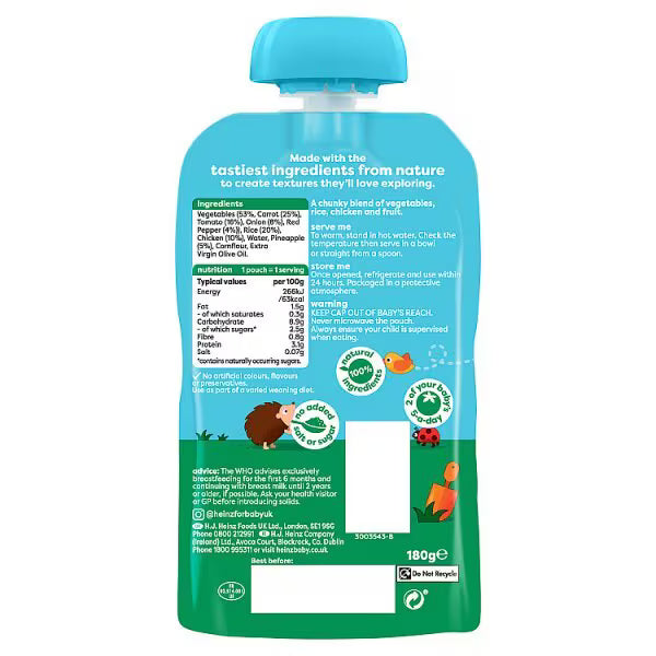 Heinz Sweet and Sour Chicken Baby Food Pouch 180g, UK version