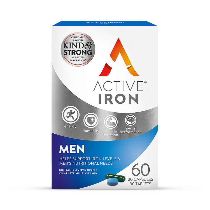 Active Iron Men's Iron Supplement 30 Capsules Plus Tablets - British product