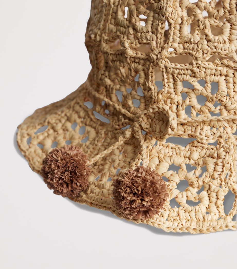 Bonpoint raffia crocheted bucket hat with cherry logo - British product