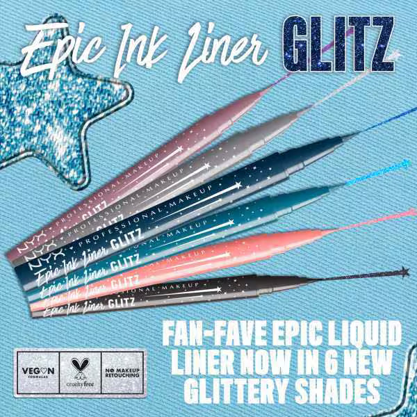 NYX Epic Ink liquid eyeliner brush tip Flashy Flare, imported from the UK