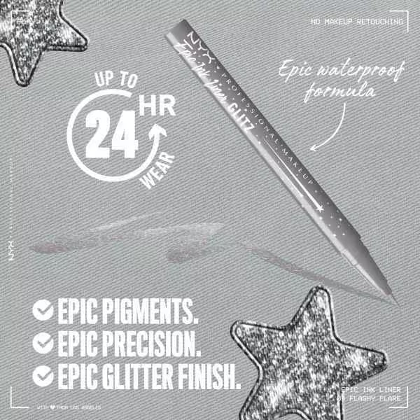 NYX Epic Ink liquid eyeliner brush tip Flashy Flare, imported from the UK