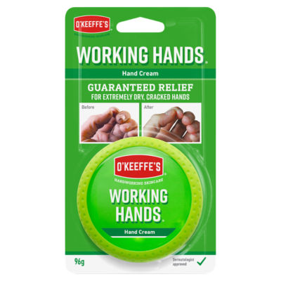 O'Keeffe's Working Hands hand cream 96g tub, imported from the UK