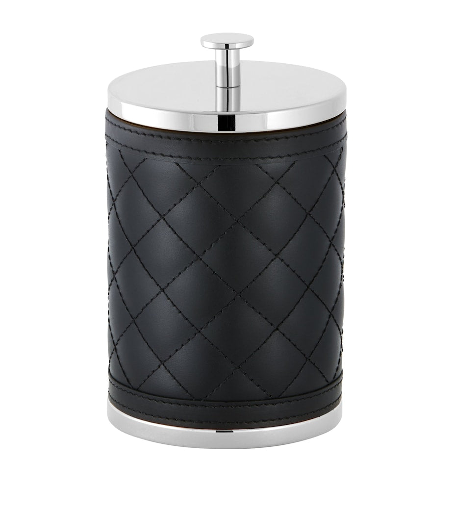 Large Quilted Round Leather Storage Box