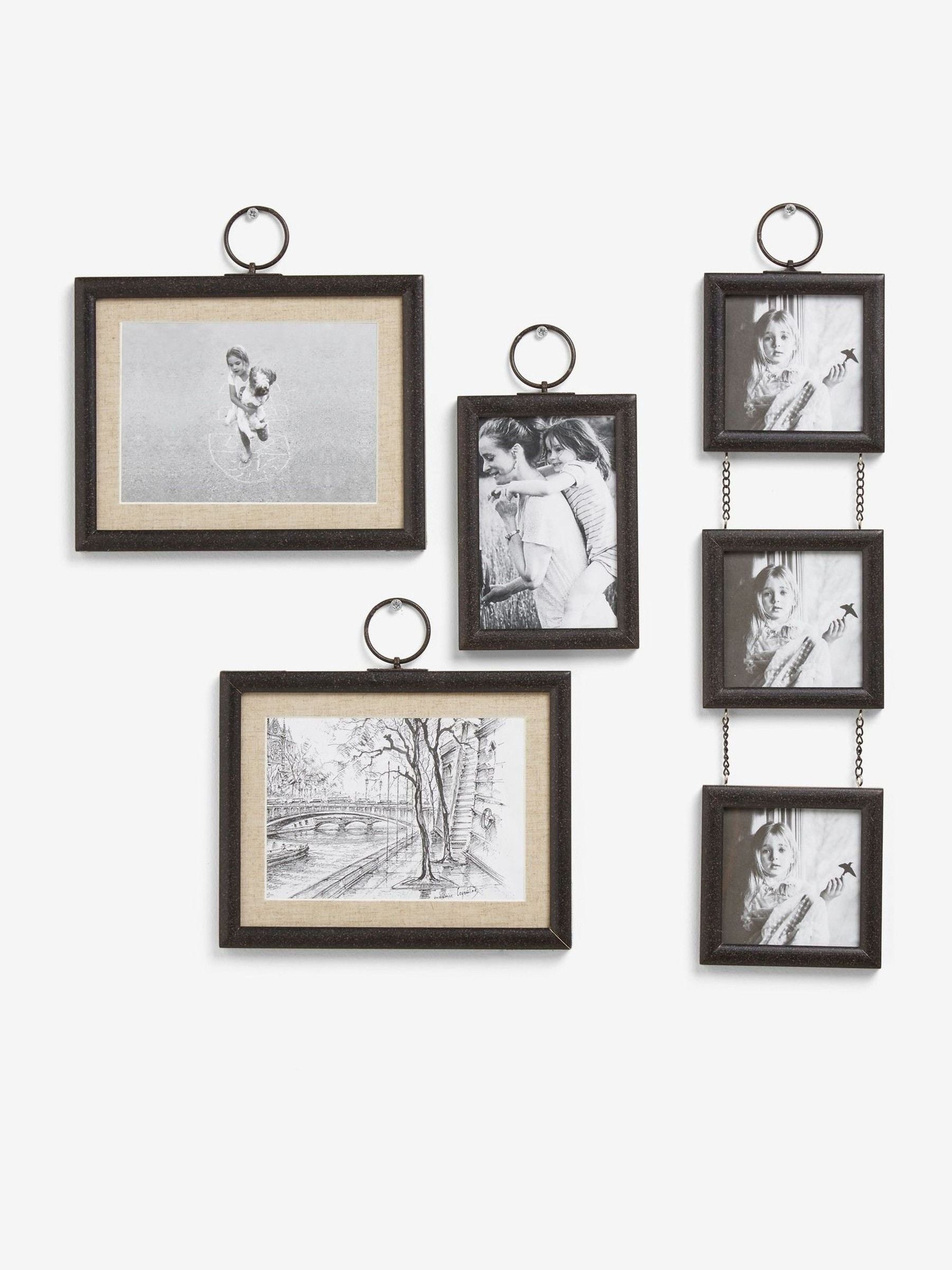 Black salvage hanging photo frame set of 5 - British product