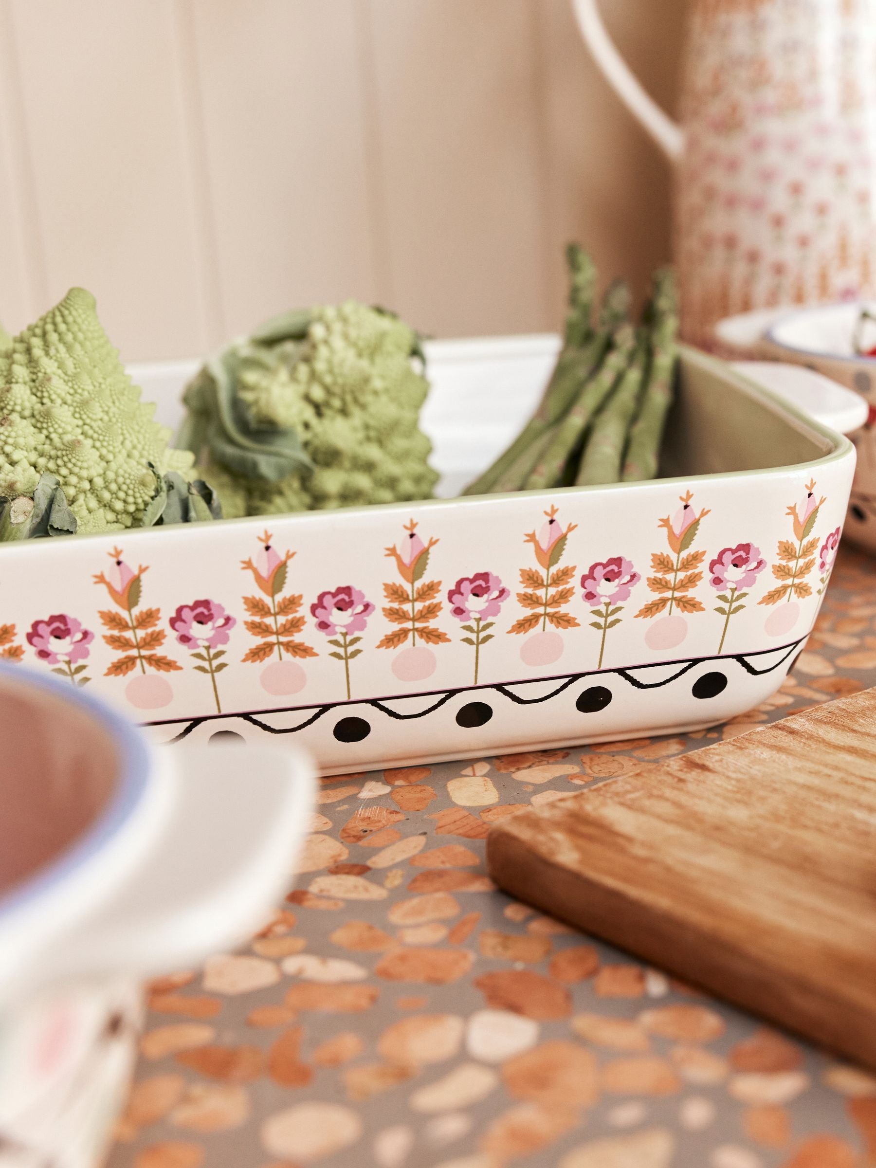 Cath Kidston cream ceramic roasting dish 33cm - British product
