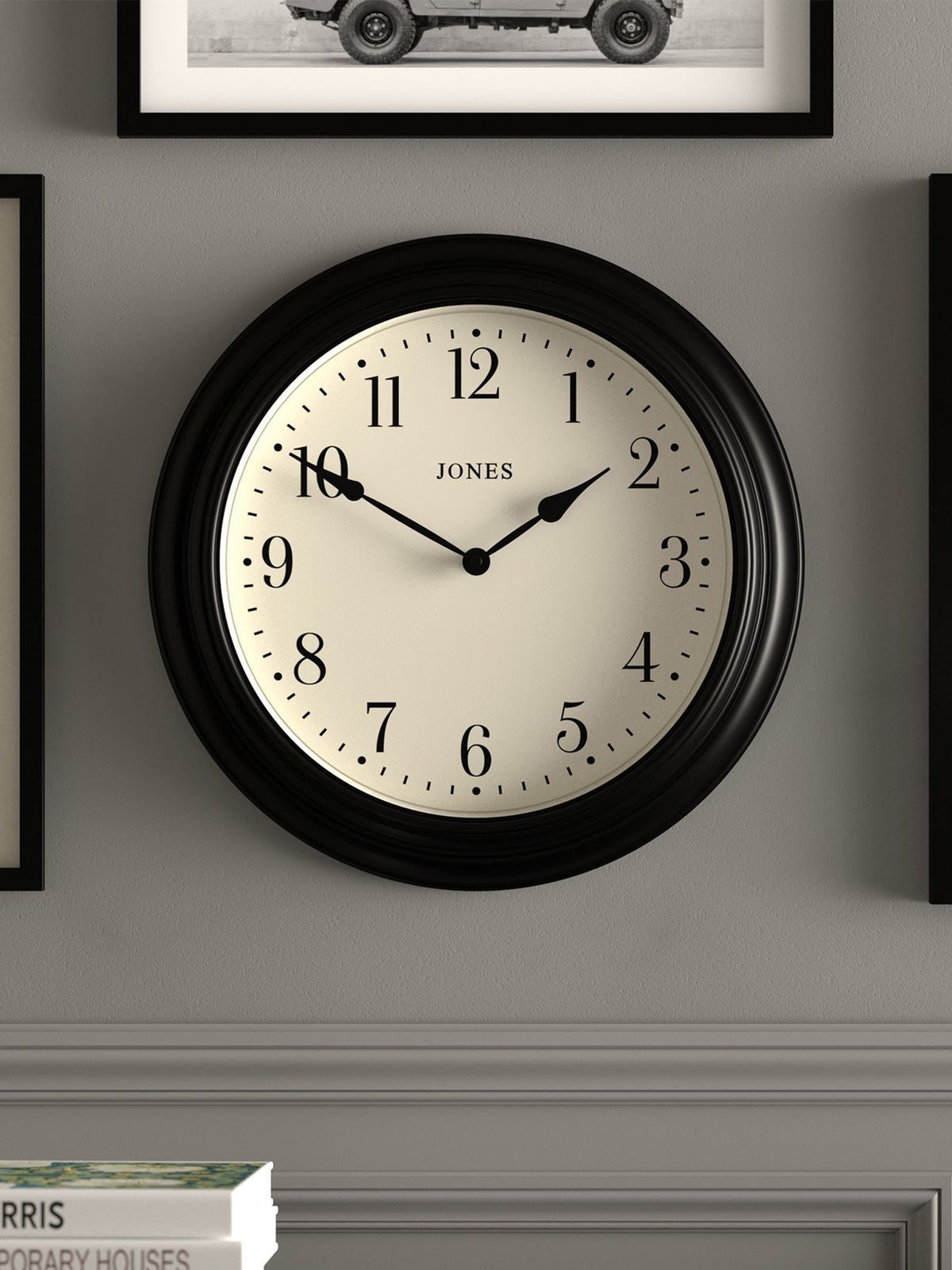 Jones Clocks black classic wall clock 40.5cm, UK version