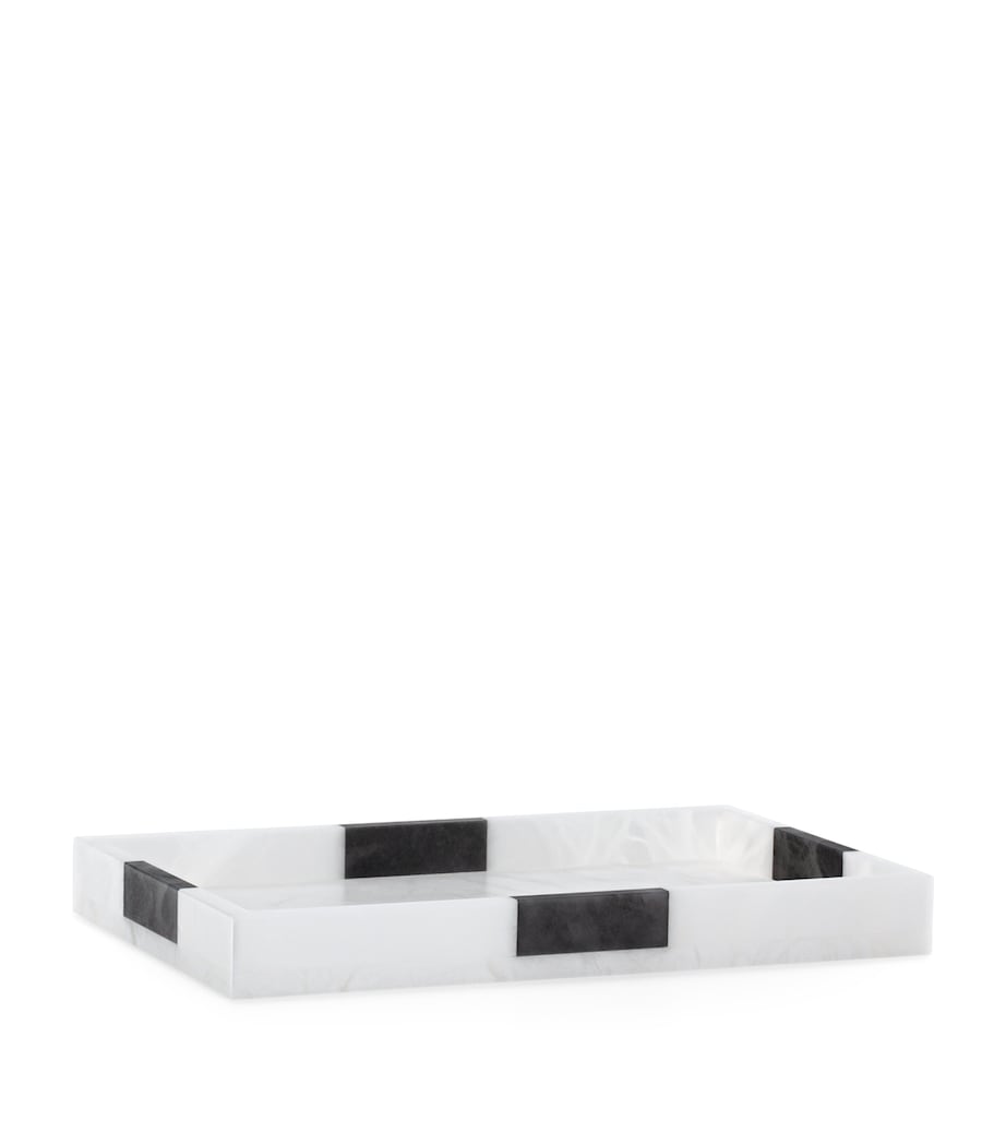 Alabaster Bathroom Tray with Striped Design 28x18x3cm