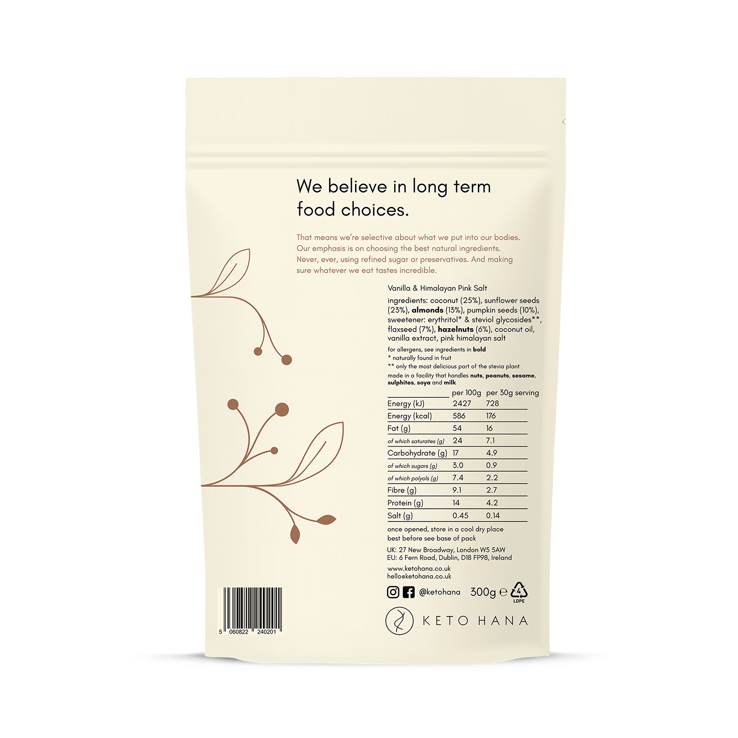 Keto Hana Vanilla & Himalayan Pink Salt Keto Granola 300g