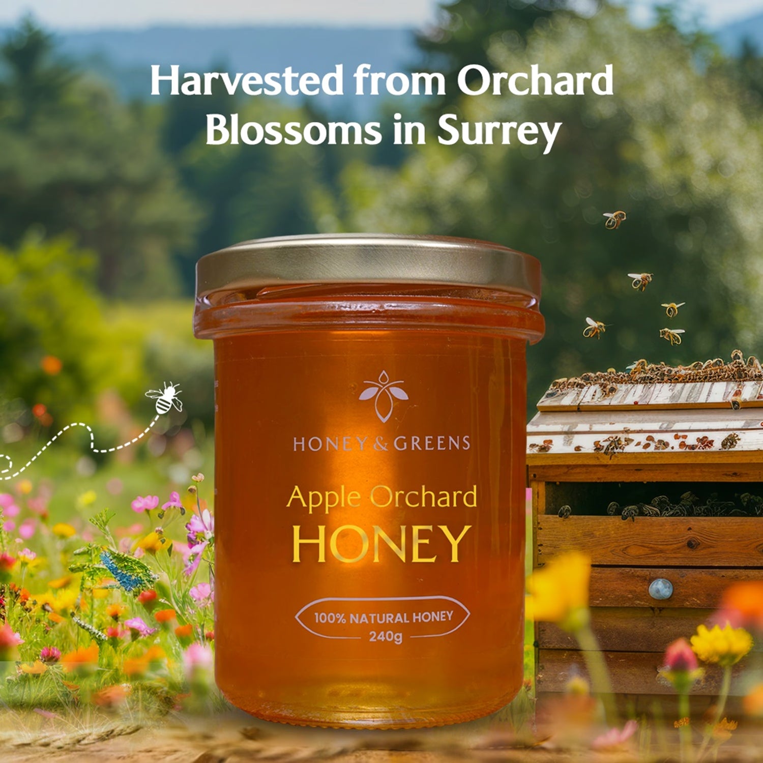 Honey & Greens British Apple Orchard Honey 240g