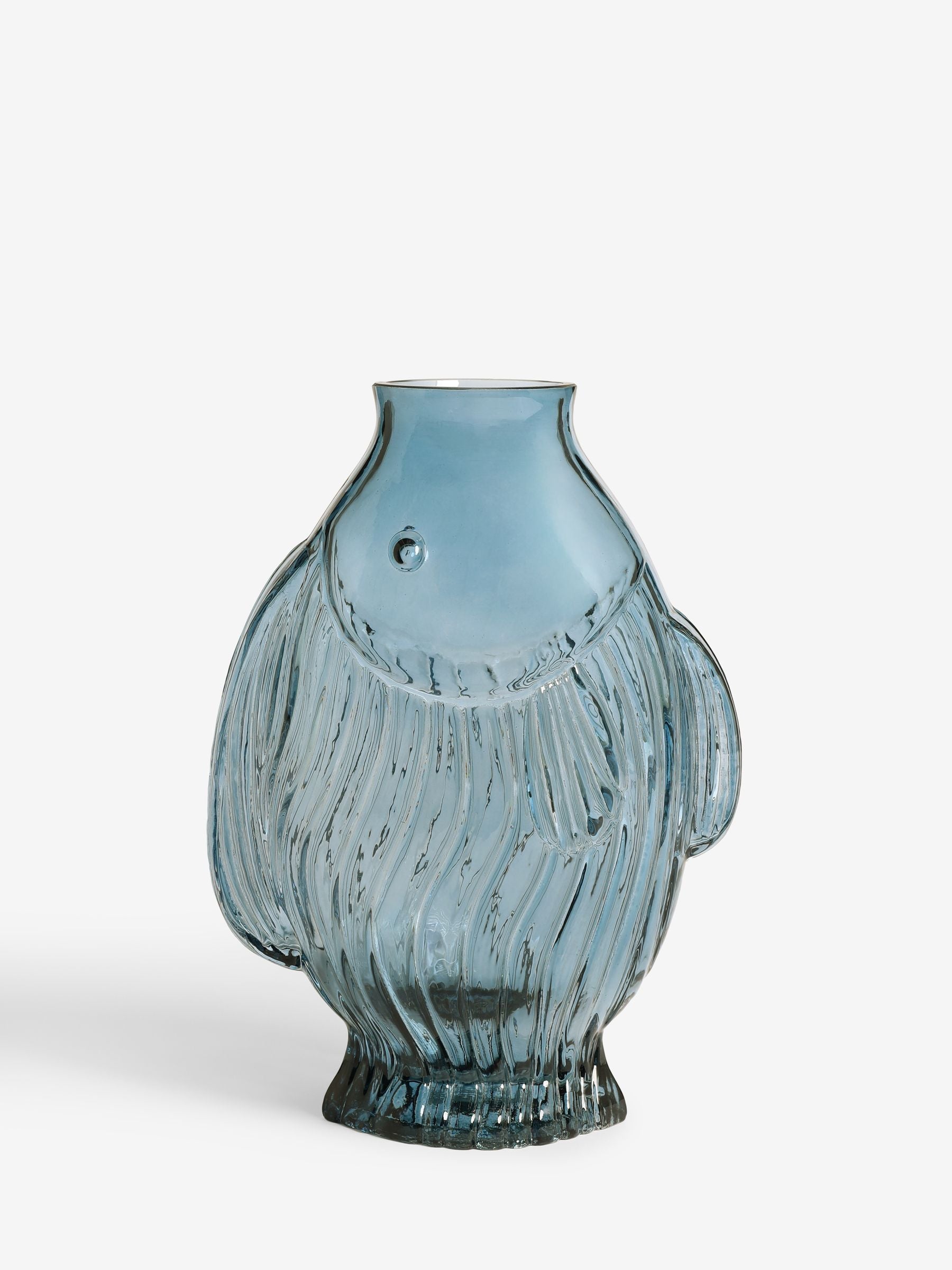 Nina Campbell blue coastal glass fish vase, imported from the UK
