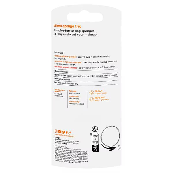 Real Techniques ultimate sponge trio makeup tool, imported from the UK