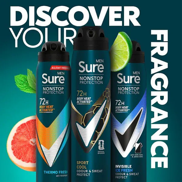 Sure Men Sport Cool Anti-Perspirant Spray 250ml (British brand)