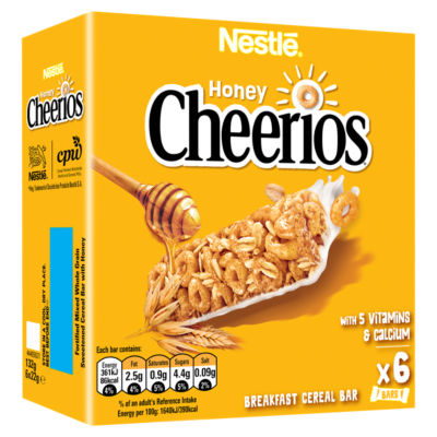 Nestle Cheerios Honey Hoop Breakfast Cereal Bars Multipack 6 x 22g 150g