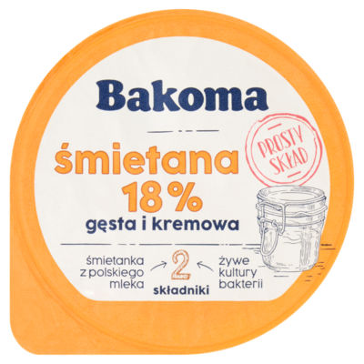 Bakoma soured cream 18% fat 175g - British product