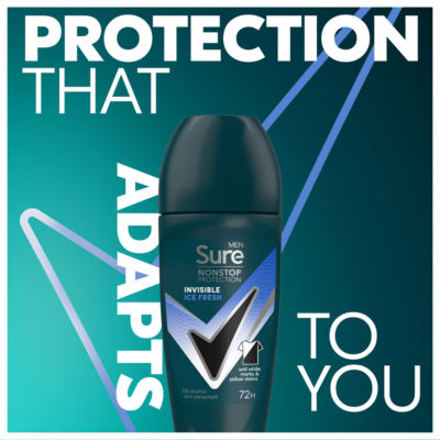 Sure men's anti-perspirant roll-on Invisible Ice Fresh 50 ml (British brand)