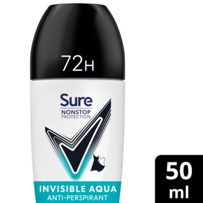 Sure anti-perspirant roll-on deodorant Invisible Aqua 50ml (British brand)