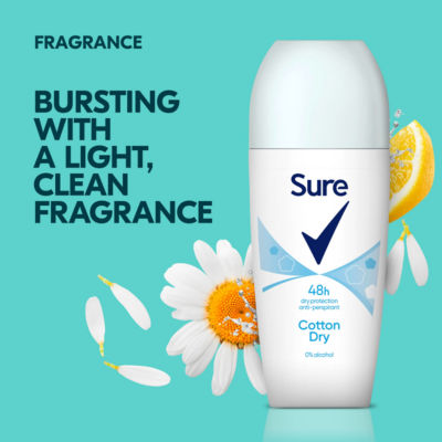 Sure cotton dry anti-perspirant roll on deodorant 50 ml (British brand)