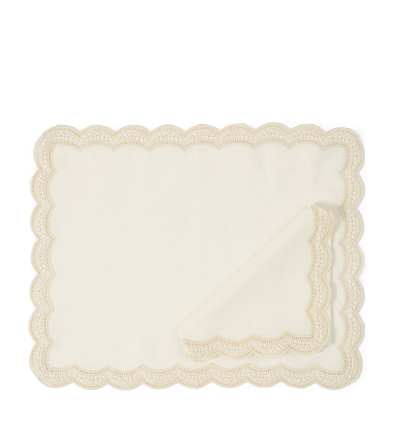 Cabana Magazine Linen Embroidered Emilia Placemat 50cm x 40cm - British product