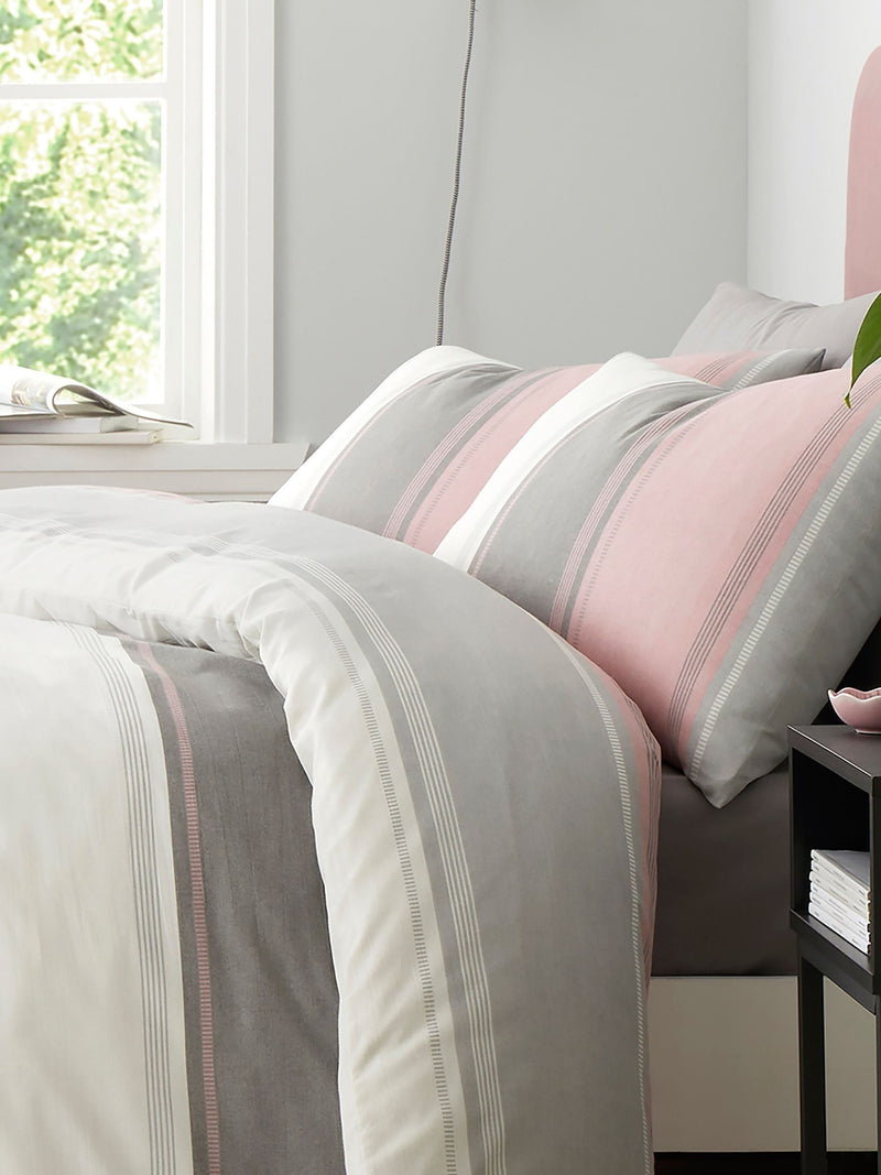 Fusion Pink Betley single duvet cover and pillowcase set - British product
