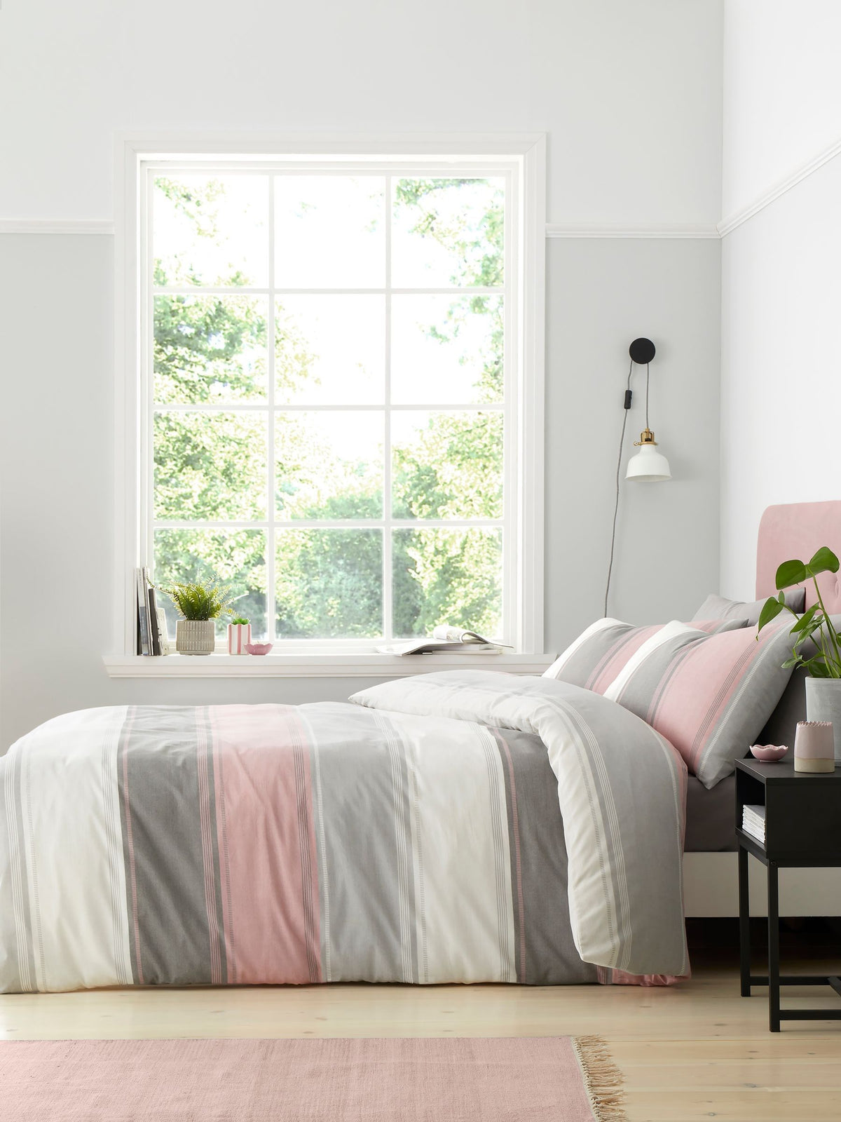 Fusion Pink Betley single duvet cover and pillowcase set - British product