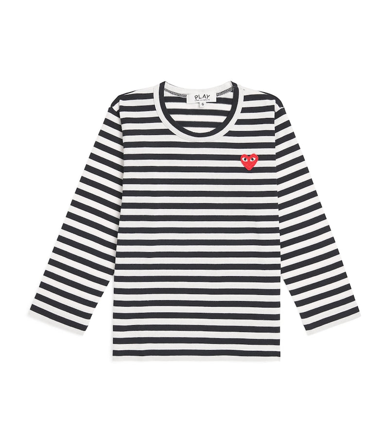 Comme Des Garçons Cotton Stripe Heart Logo T-Shirt (2-6 Years)