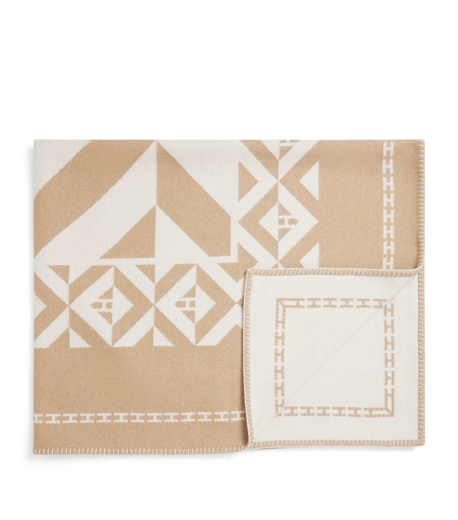 Exclusive Cashmere and Wool Throw with Geometric Pattern