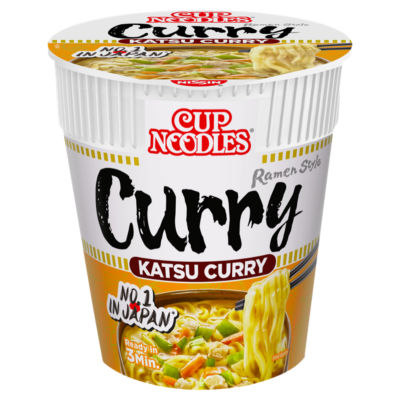 Nissin Cup Noodles Katsu Curry 67g, imported from the UK