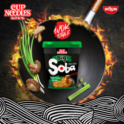 Nissin Soba Big Teriyaki instant noodles pot 113g, imported from the UK
